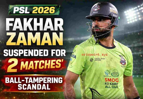 Fakhar Zaman in Lahore Qalandars kit during Pakistan Super League match, suspended for ball-tampering offence
