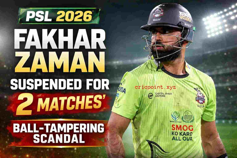 Fakhar Zaman in Lahore Qalandars kit during Pakistan Super League match, suspended for ball-tampering offence