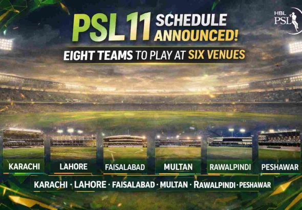 PSL 11 Schedule Announced Eight Teams to Play Across Six Venues Pakistan Super League